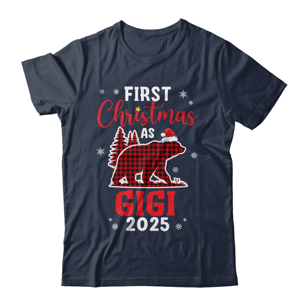First Christmas As Gigi Red Plaid Bear Santa Hat 2025 Shirt & Sweatshirt | teecentury