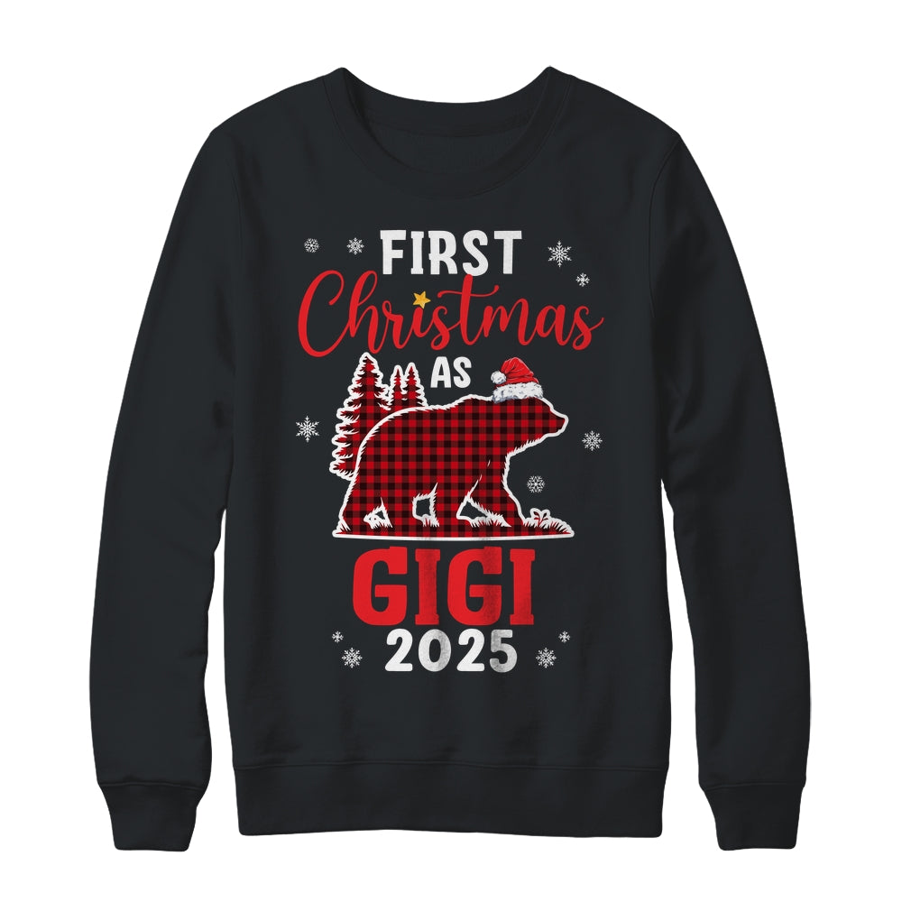 First Christmas As Gigi Red Plaid Bear Santa Hat 2025 Shirt & Sweatshirt | teecentury