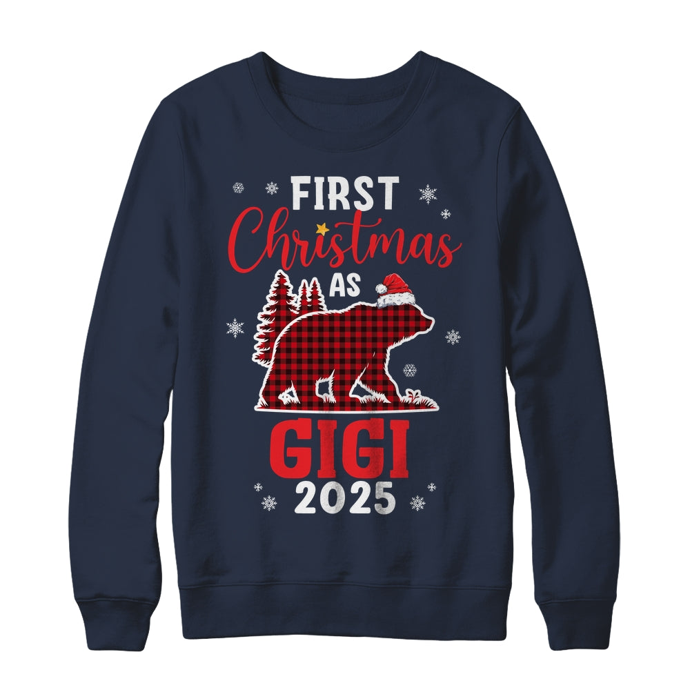 First Christmas As Gigi Red Plaid Bear Santa Hat 2025 Shirt & Sweatshirt | teecentury