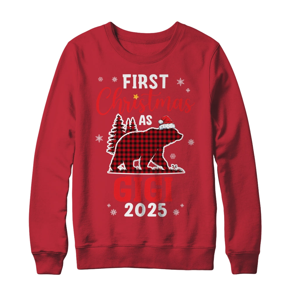 First Christmas As Gigi Red Plaid Bear Santa Hat 2025 Shirt & Sweatshirt | teecentury