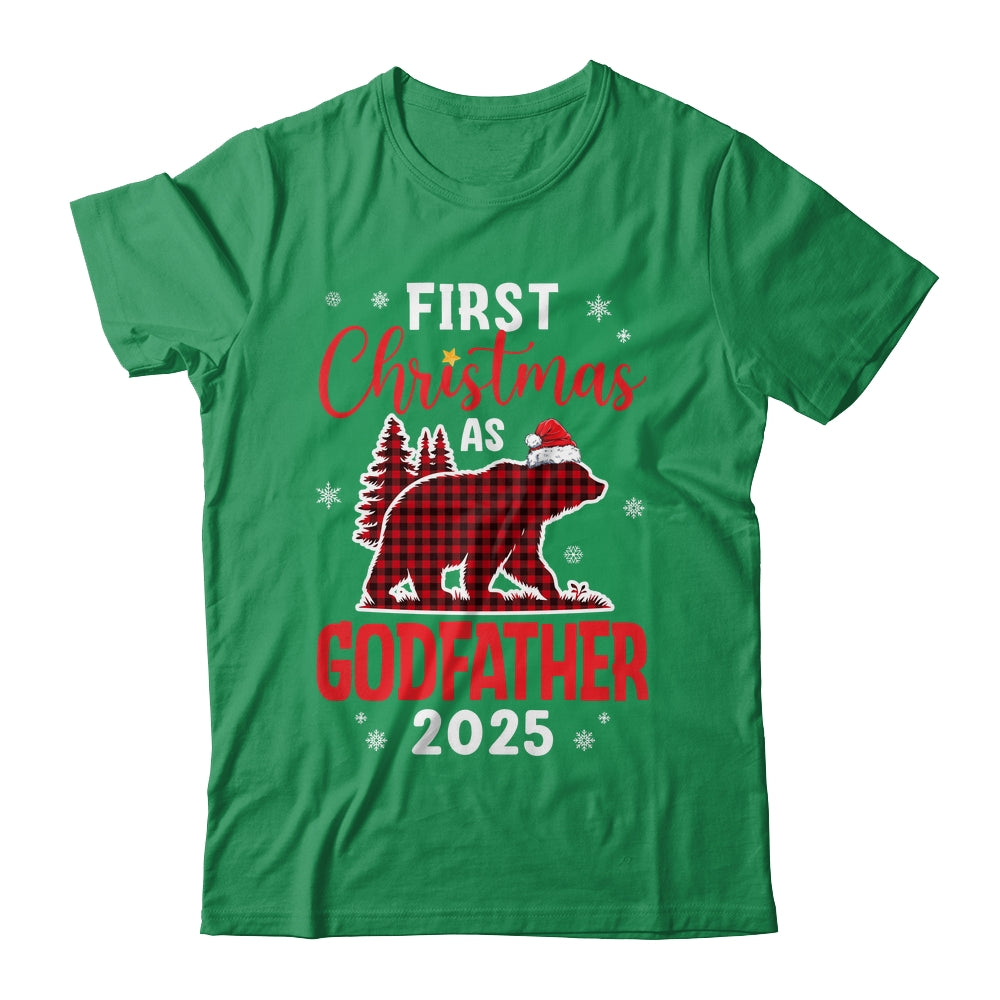 First Christmas As Godfather Red Plaid Bear Santa Hat 2025 Shirt & Sweatshirt | teecentury