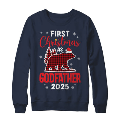 First Christmas As Godfather Red Plaid Bear Santa Hat 2025 Shirt & Sweatshirt | teecentury