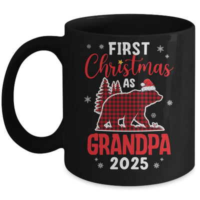 First Christmas As Grandpa Red Plaid Bear Santa Hat 2025 Mug | teecentury