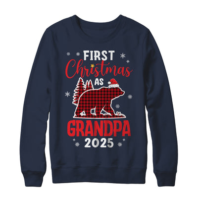 First Christmas As Grandpa Red Plaid Bear Santa Hat 2025 Shirt & Sweatshirt | teecentury