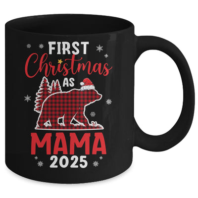 First Christmas As Mama Red Plaid Bear Santa Hat 2025 Mug | teecentury