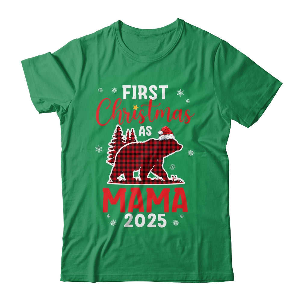 First Christmas As Mama Red Plaid Bear Santa Hat 2025 Shirt & Sweatshirt | teecentury