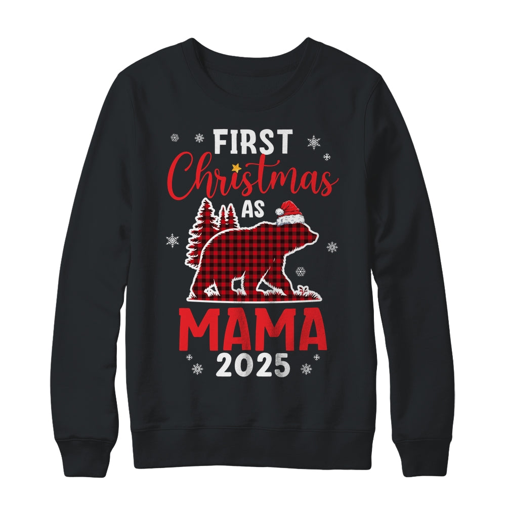 First Christmas As Mama Red Plaid Bear Santa Hat 2025 Shirt & Sweatshirt | teecentury
