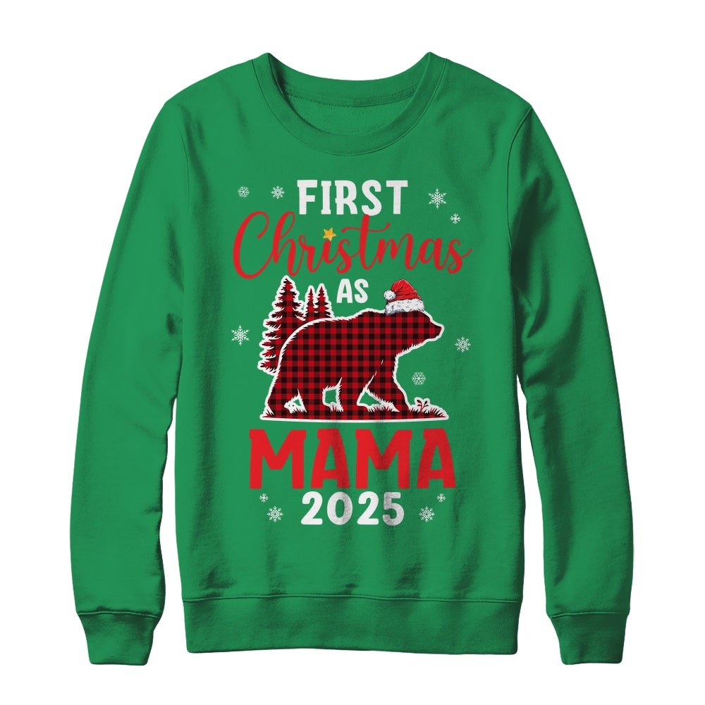 First Christmas As Mama Red Plaid Bear Santa Hat 2025 Shirt & Sweatshirt | teecentury