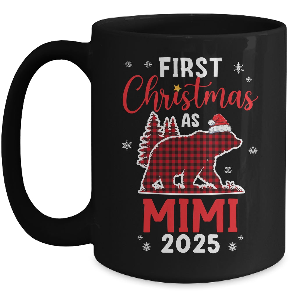 First Christmas As Mimi Red Plaid Bear Santa Hat 2025 Mug | teecentury