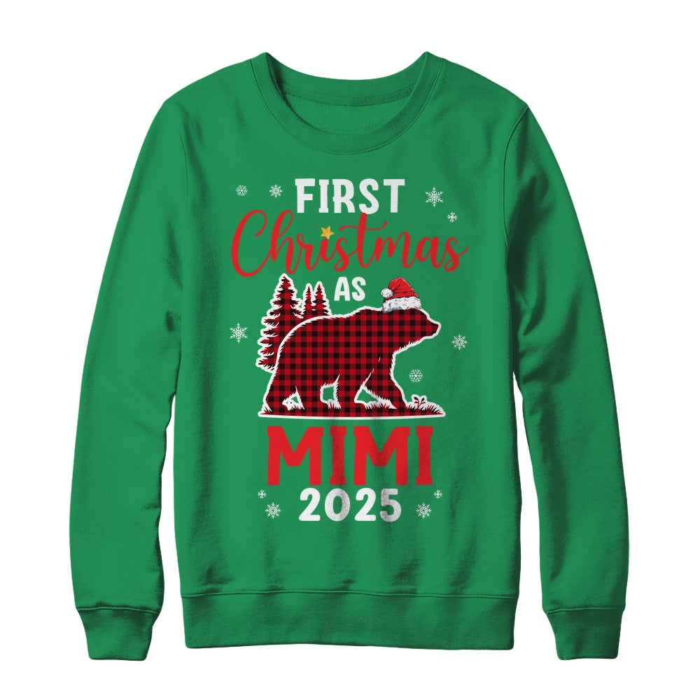 First Christmas As Mimi Red Plaid Bear Santa Hat 2025 Shirt & Sweatshirt | teecentury