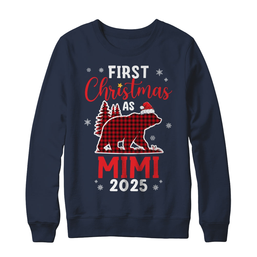 First Christmas As Mimi Red Plaid Bear Santa Hat 2025 Shirt & Sweatshirt | teecentury