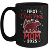 First Christmas As Mom Red Plaid Bear Santa Hat 2025 Mug | teecentury