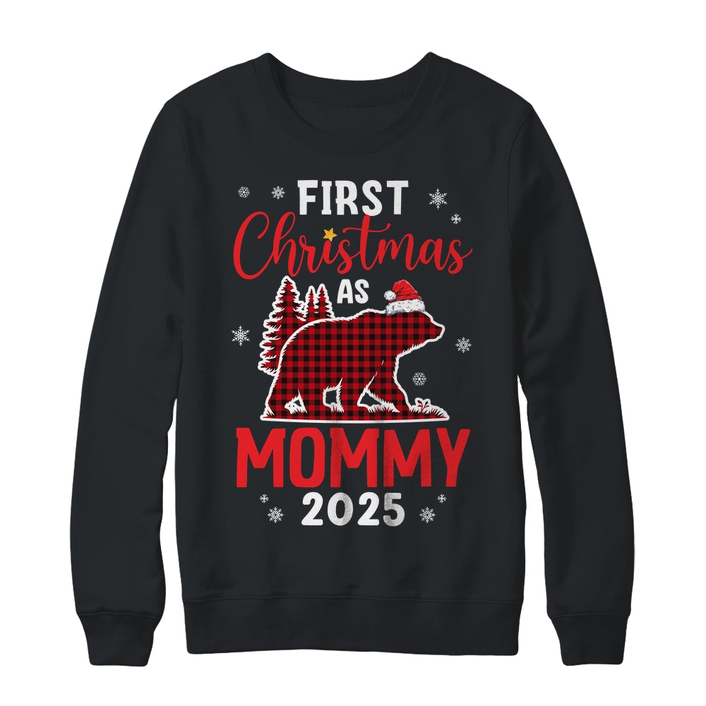 First Christmas As Mommy Red Plaid Bear Santa Hat 2025 Shirt & Sweatshirt | teecentury