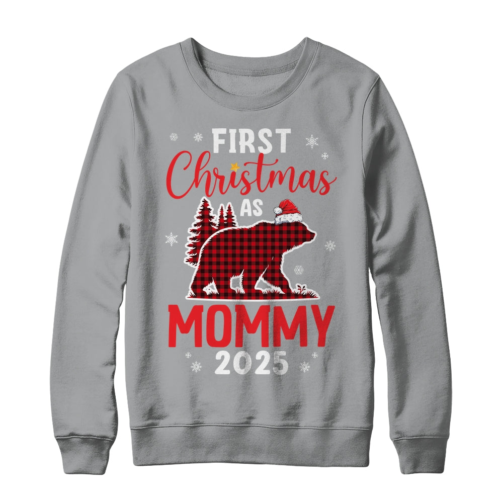 First Christmas As Mommy Red Plaid Bear Santa Hat 2025 Shirt & Sweatshirt | teecentury