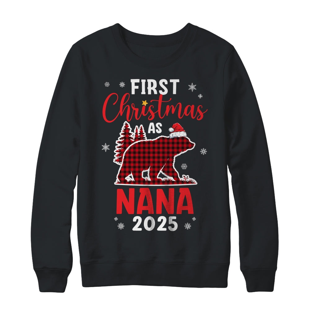 First Christmas As Nana Red Plaid Bear Santa Hat 2025 Shirt & Sweatshirt | teecentury