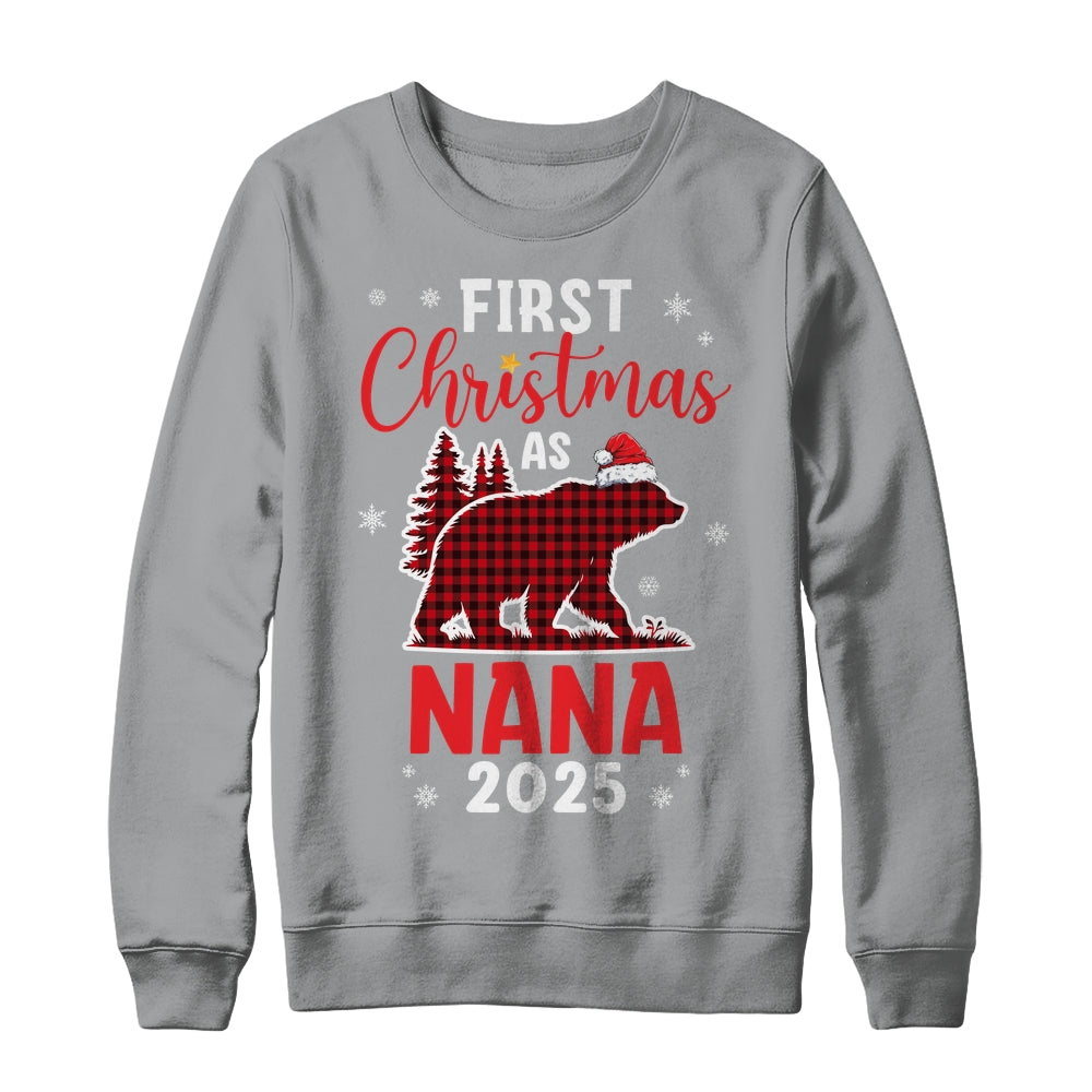 First Christmas As Nana Red Plaid Bear Santa Hat 2025 Shirt & Sweatshirt | teecentury