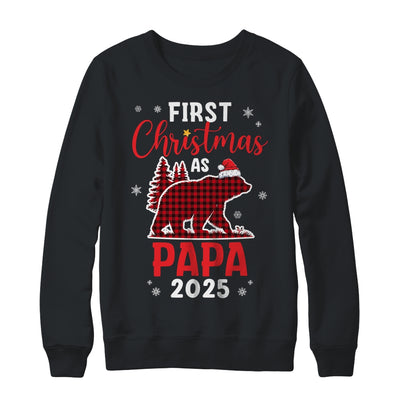 First Christmas As Papa Red Plaid Bear Santa Hat 2025 Shirt & Sweatshirt | teecentury
