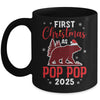First Christmas As Pop Pop Red Plaid Bear Santa Hat 2025 Mug | teecentury