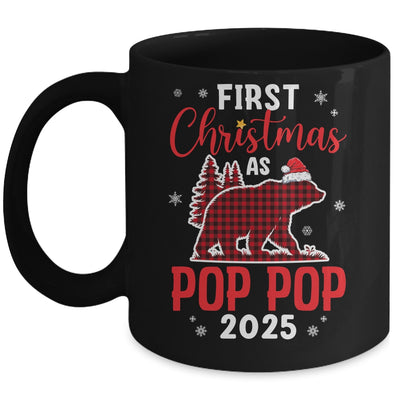 First Christmas As Pop Pop Red Plaid Bear Santa Hat 2025 Mug | teecentury