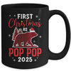 First Christmas As Pop Pop Red Plaid Bear Santa Hat 2025 Mug | teecentury