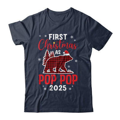 First Christmas As Pop Pop Red Plaid Bear Santa Hat 2025 Shirt & Sweatshirt | teecentury