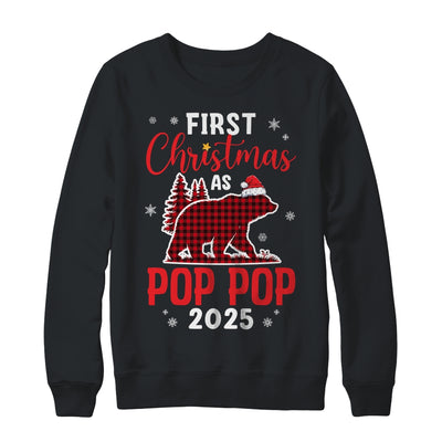 First Christmas As Pop Pop Red Plaid Bear Santa Hat 2025 Shirt & Sweatshirt | teecentury
