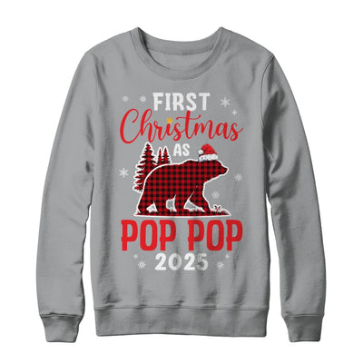 First Christmas As Pop Pop Red Plaid Bear Santa Hat 2025 Shirt & Sweatshirt | teecentury