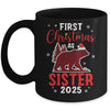 First Christmas As Sister Red Plaid Bear Santa Hat 2025 Mug | teecentury