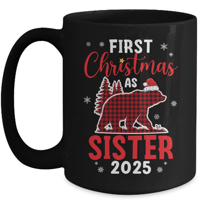 First Christmas As Sister Red Plaid Bear Santa Hat 2025 Mug | teecentury