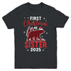 First Christmas As Sister Red Plaid Bear Santa Hat 2025 Youth Shirt | teecentury