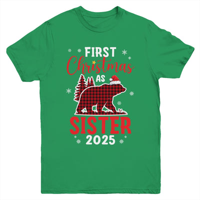 First Christmas As Sister Red Plaid Bear Santa Hat 2025 Youth Shirt | teecentury