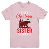 First Christmas As Sister Red Plaid Bear Santa Hat 2025 Youth Shirt | teecentury