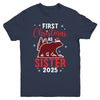 First Christmas As Sister Red Plaid Bear Santa Hat 2025 Youth Shirt | teecentury