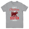 First Christmas As Sister Red Plaid Bear Santa Hat 2025 Youth Shirt | teecentury