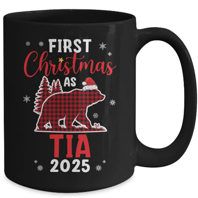 First Christmas As Tia Red Plaid Bear Santa Hat 2025 Mug | teecentury