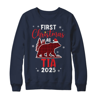 First Christmas As Tia Red Plaid Bear Santa Hat 2025 Shirt & Sweatshirt | teecentury