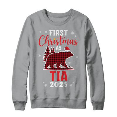 First Christmas As Tia Red Plaid Bear Santa Hat 2025 Shirt & Sweatshirt | teecentury