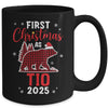 First Christmas As Tio Red Plaid Bear Santa Hat 2025 Mug | teecentury