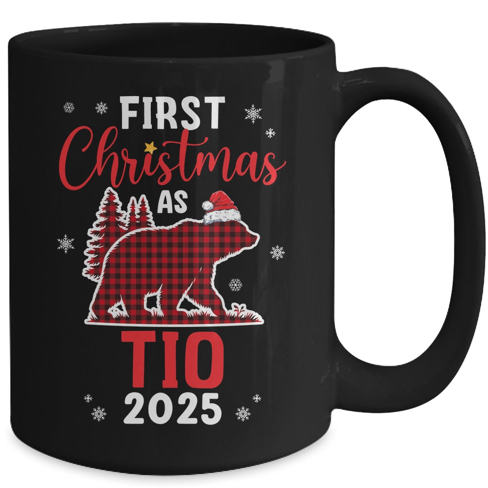 First Christmas As Tio Red Plaid Bear Santa Hat 2025 Mug | teecentury