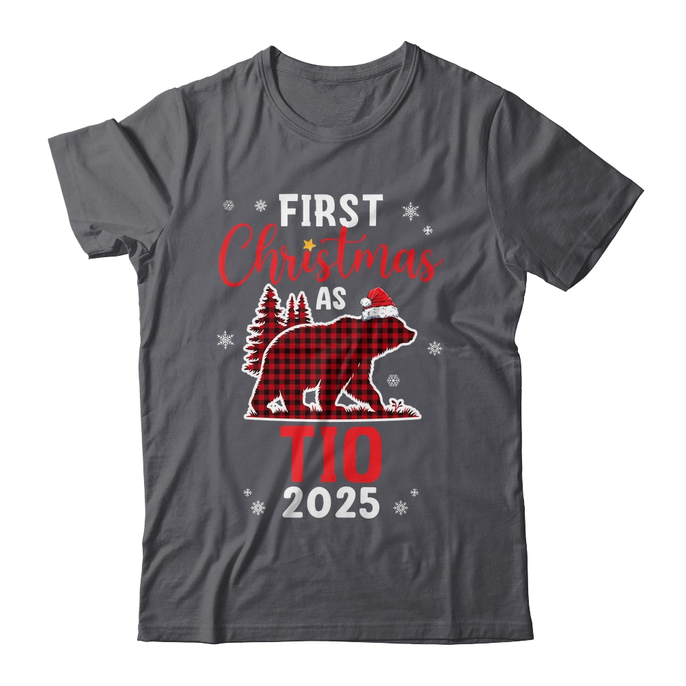 First Christmas As Tio Red Plaid Bear Santa Hat 2025 Shirt & Sweatshirt | teecentury