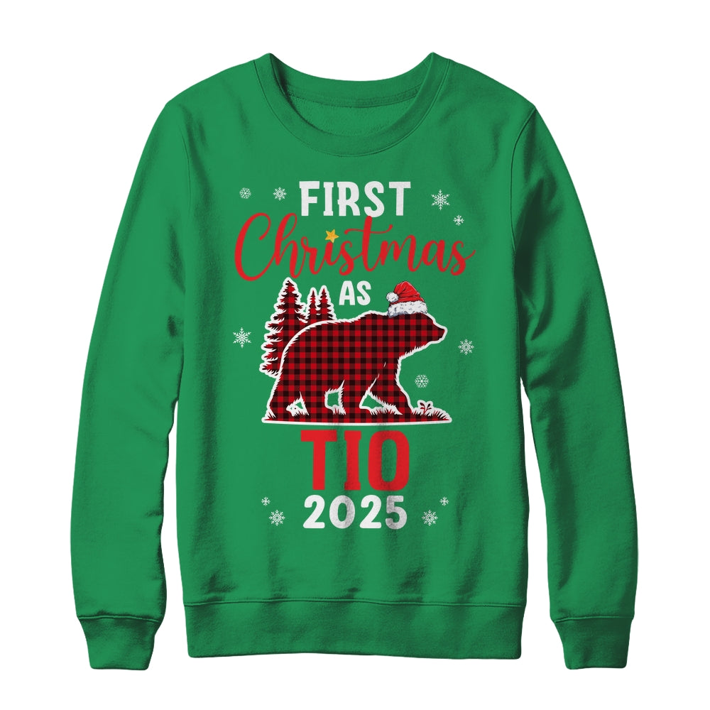 First Christmas As Tio Red Plaid Bear Santa Hat 2025 Shirt & Sweatshirt | teecentury