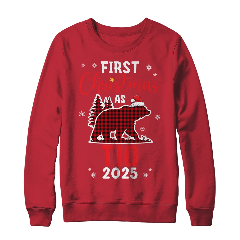 First Christmas As Tio Red Plaid Bear Santa Hat 2025 Shirt & Sweatshirt | teecentury