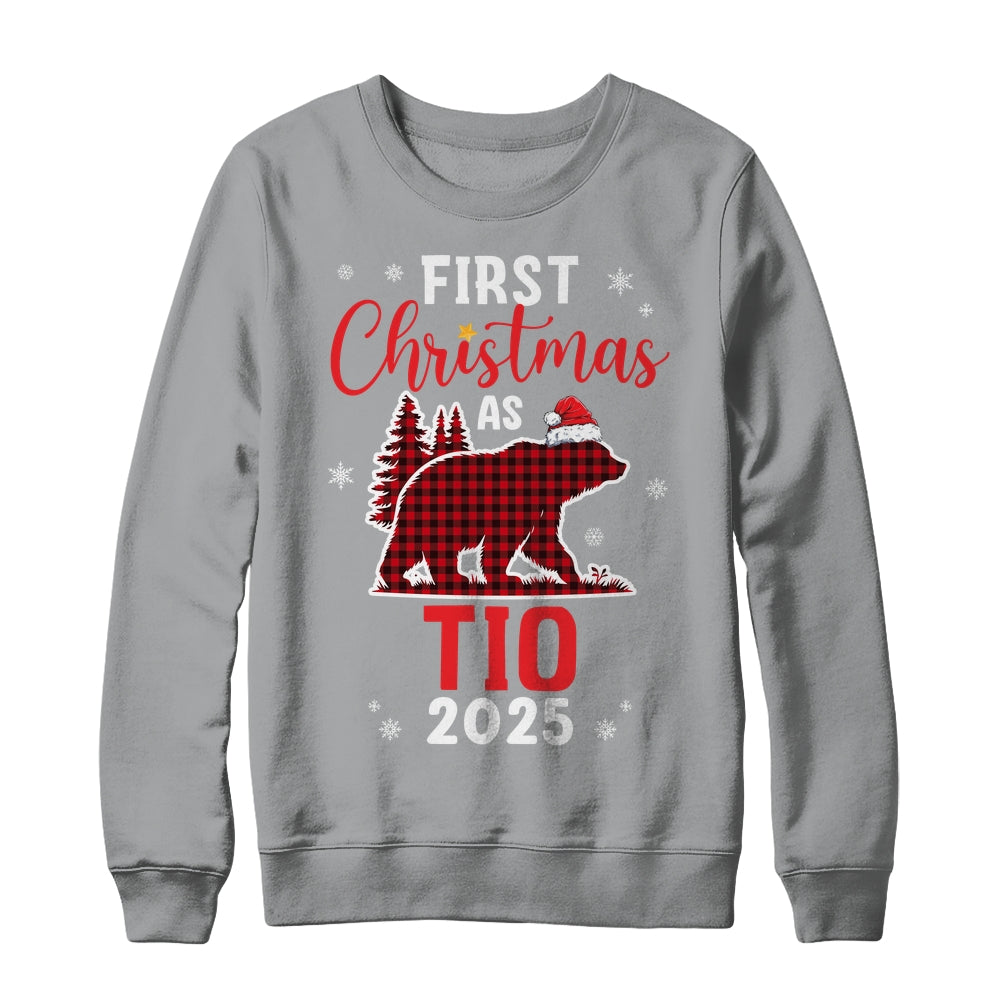 First Christmas As Tio Red Plaid Bear Santa Hat 2025 Shirt & Sweatshirt | teecentury