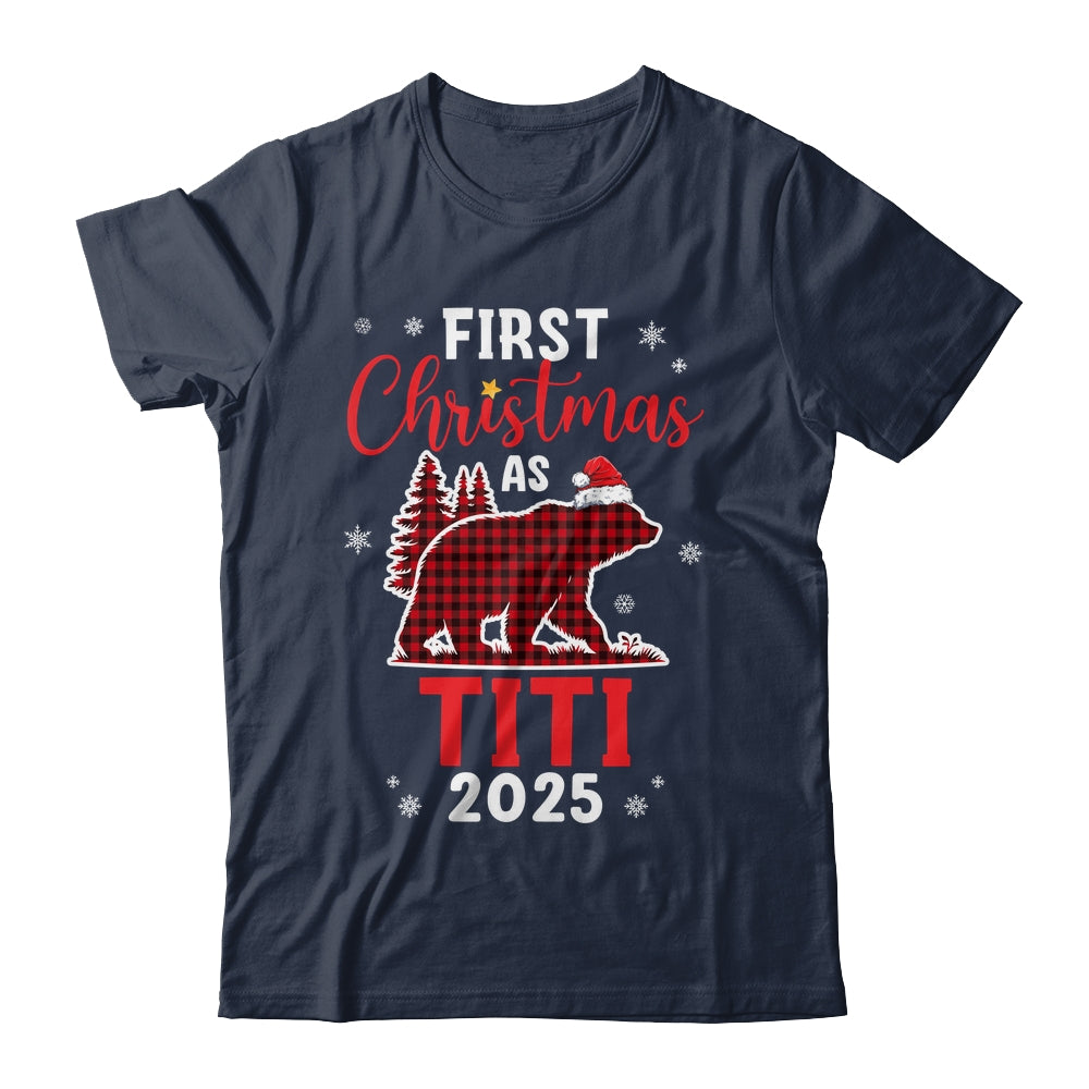 First Christmas As Titi Red Plaid Bear Santa Hat 2025 Shirt & Sweatshirt | teecentury