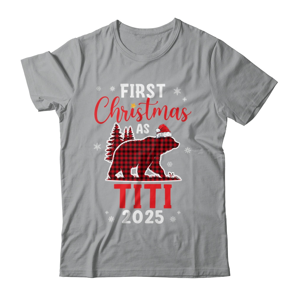 First Christmas As Titi Red Plaid Bear Santa Hat 2025 Shirt & Sweatshirt | teecentury