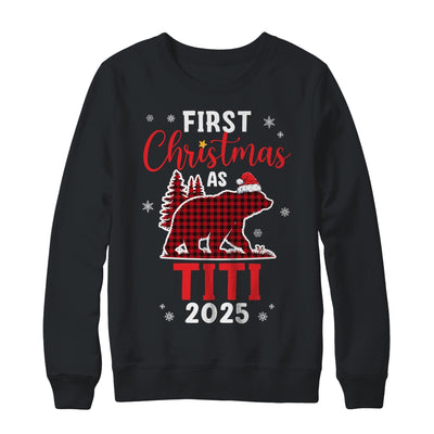 First Christmas As Titi Red Plaid Bear Santa Hat 2025 Shirt & Sweatshirt | teecentury