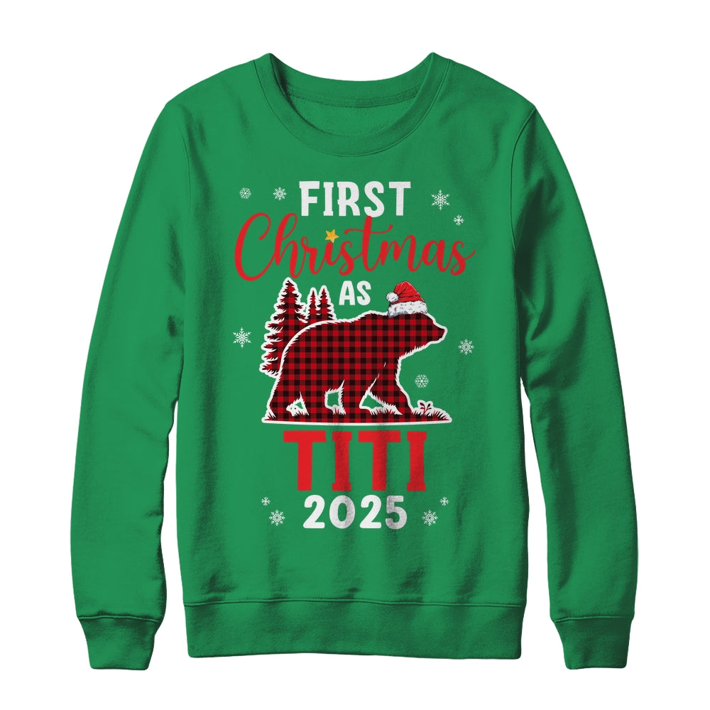 First Christmas As Titi Red Plaid Bear Santa Hat 2025 Shirt & Sweatshirt | teecentury