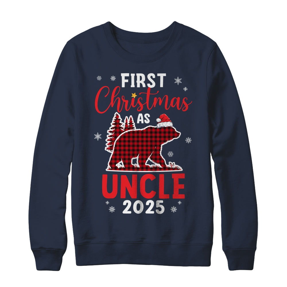 First Christmas As Uncle Red Plaid Bear Santa Hat 2025 Shirt & Sweatshirt | teecentury