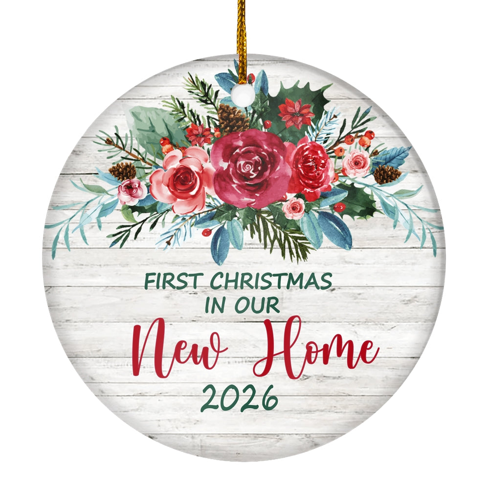 First Christmas In Our New Home Mr And Mrs 2025 Bride Groom For Wedding Newlywed Couple (21) Christmas Tree Ornament | teecentury