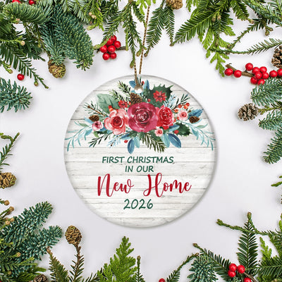 First Christmas In Our New Home Mr And Mrs 2025 Bride Groom For Wedding Newlywed Couple (21) Christmas Tree Ornament | teecentury